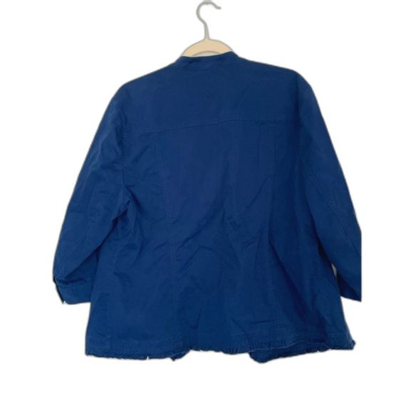 Chico's 3 Navy Open Ruffle Hem Blazer Jacket US XL/16 NEW Timeless Career D92 - Picture 2 of 14